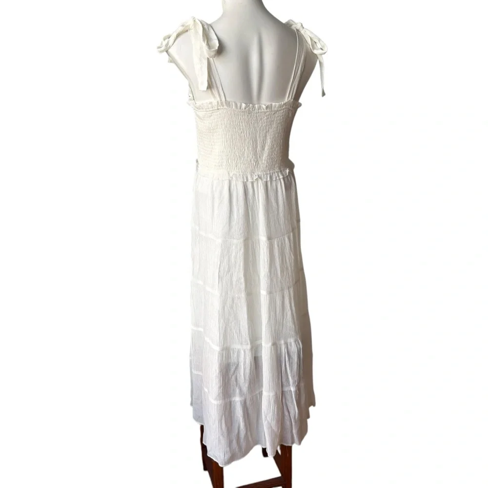 Talulah White Smocked Maxi Dress Shoulder Ties, Sz L - Picture 6 of 14